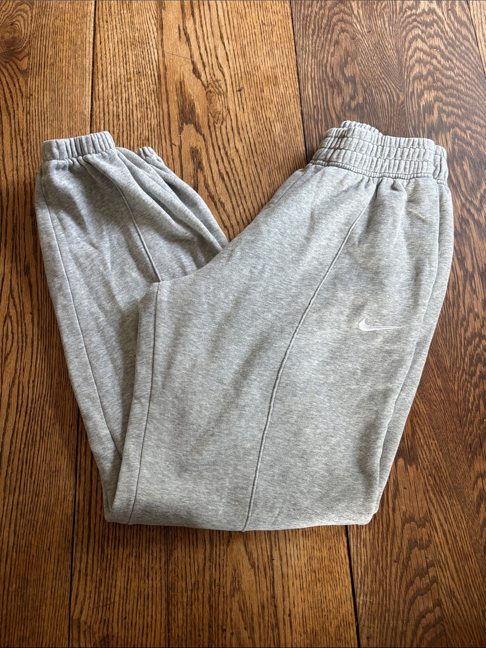 Nike Light Gray Fleece Joggers with Swoosh